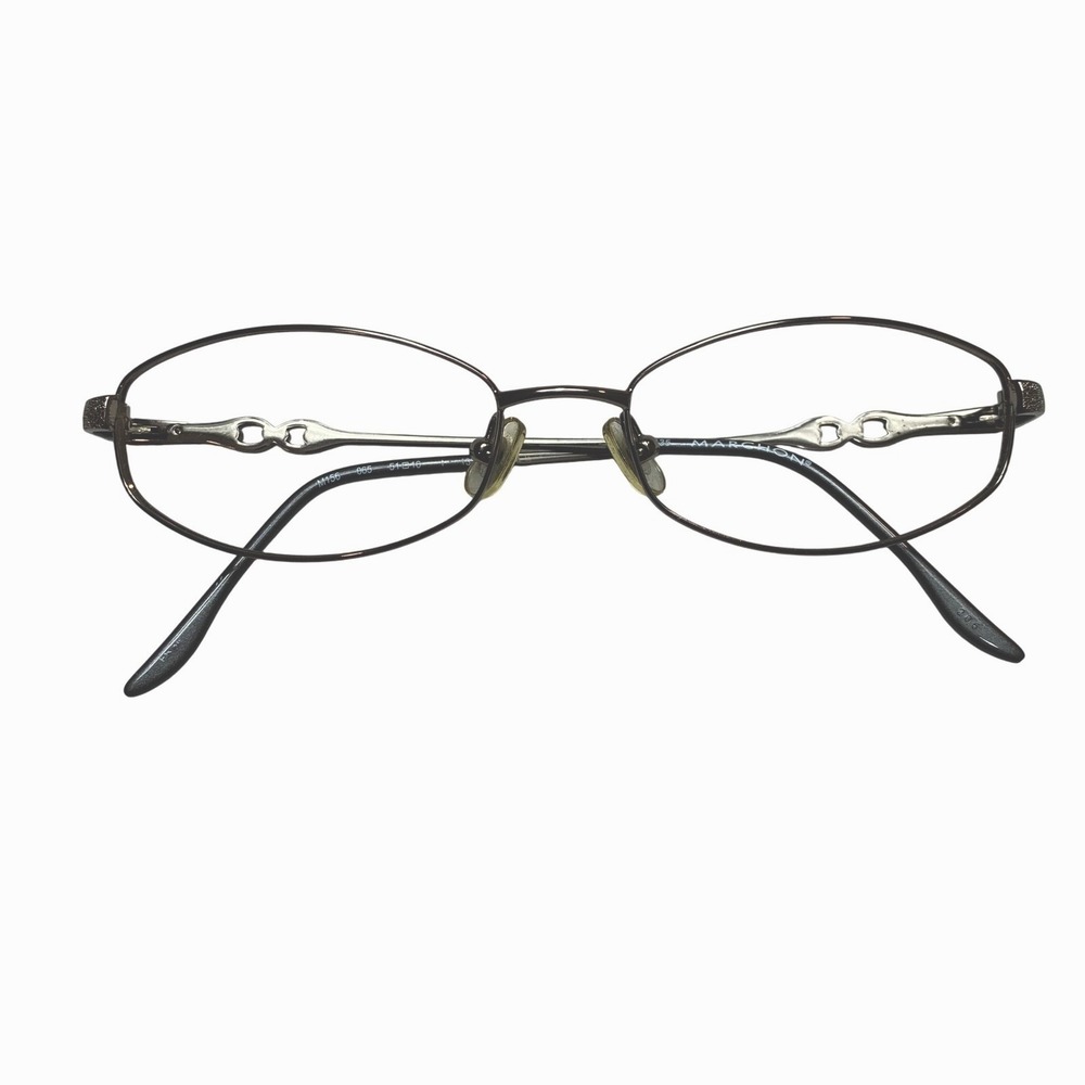 Marchon Eyeglasses Oval Metal Chain Accent Gold Tone RX 51-16-135